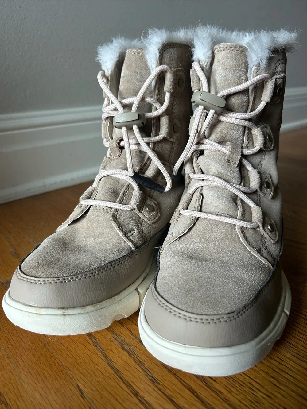 Sorel Kids Taupe Faux-Fur Lace-Up Winter Boot